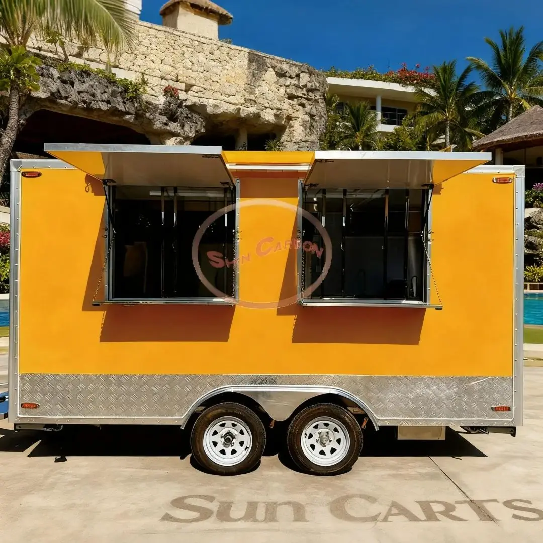 

Outdoor Commercial Fast Food Serving Trailer Towing Food Truck High-Efficiency Mobile Street Vendor Cart for Quick Service