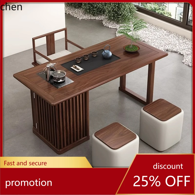 HT New Chinese Style Tea Table Balcony Tea Table New Model Tea Brewing and Drinking Table and Chair Set Modern Simple
