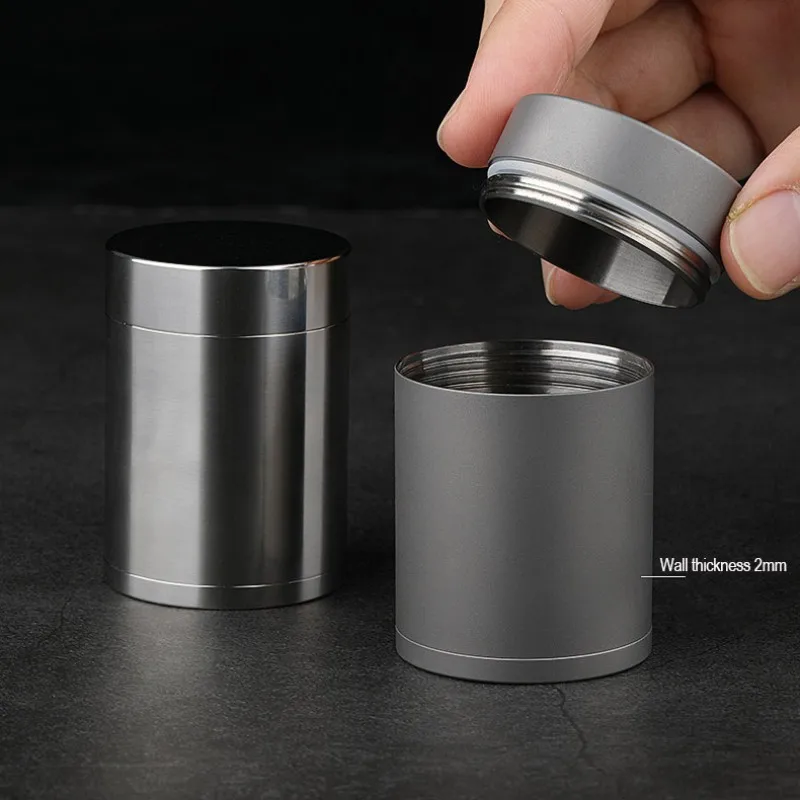 Titanium Alloy Double Lid Airtight Jar Waterproof Capsule Travel Storage Container Tea Can Leaves Sealed Canister Outdoor Tools