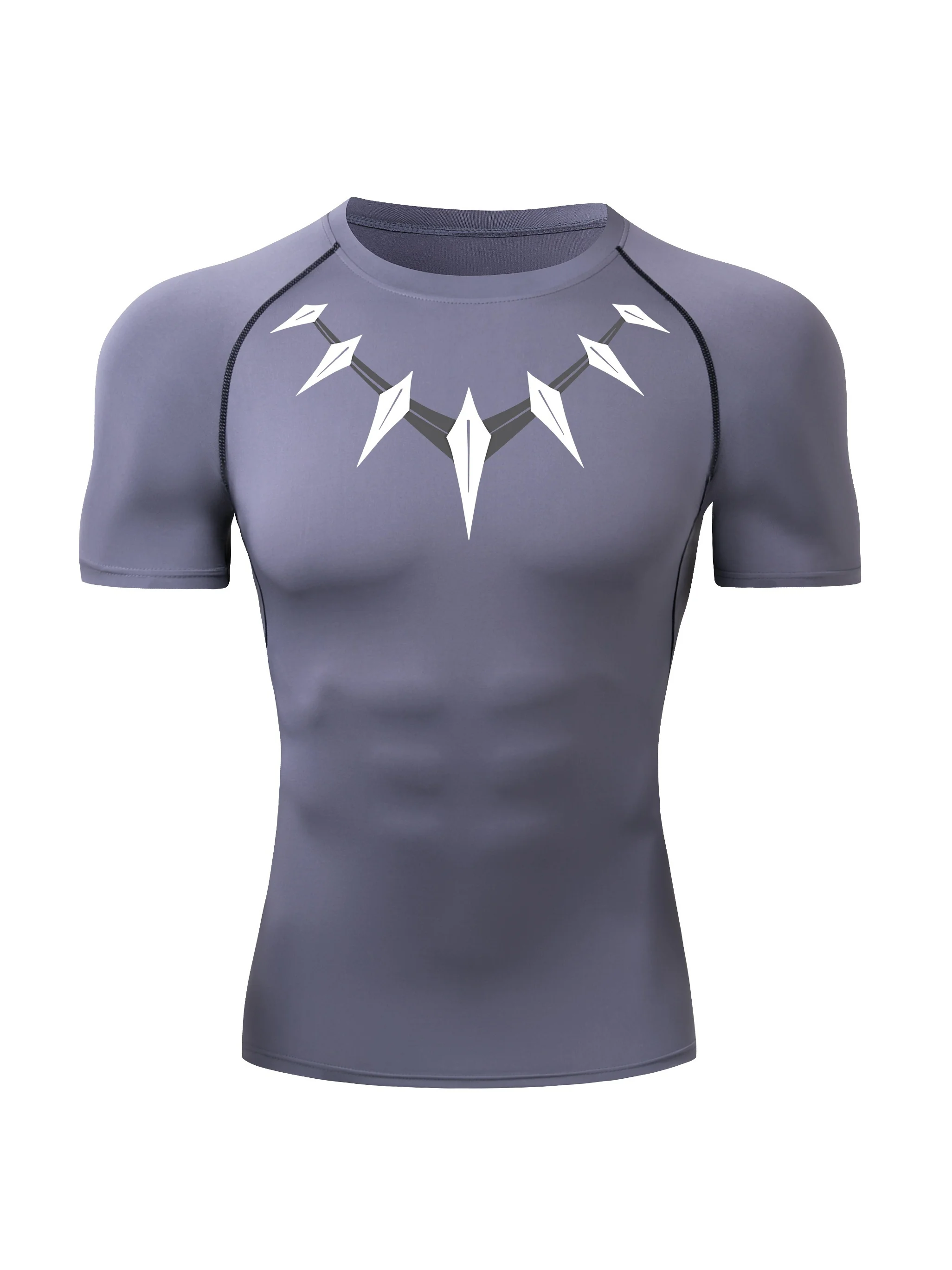

2025 Men's Short Sleeve Round Neck Slim Quick Dry T-shirt-Black Print, Suitable for Indoor and Outdoor Activities