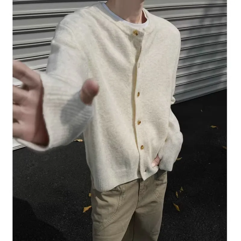 

Round Neck Cardigan Sweater Men's Winter Sweater Short American Jacket JJ818