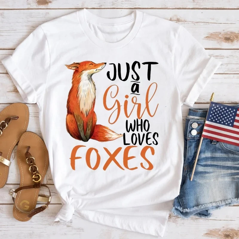 

Новое поступление, модная футболка «Just A Girl Who Loves Foxes», женская футболка с героями мультфильмов, уличная футболка в стиле Харадзюку, повседневный топ, топ Y2k