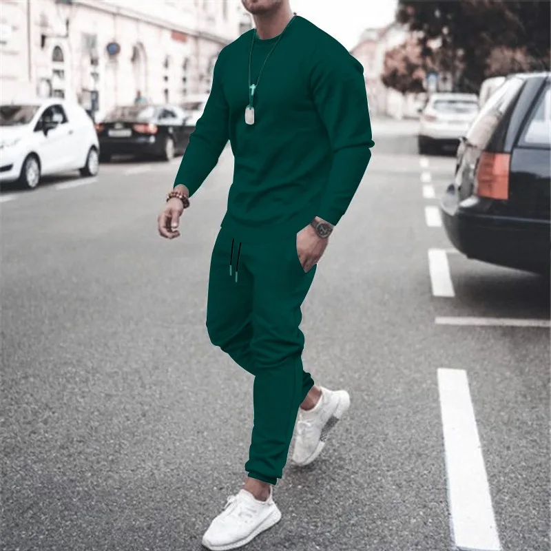 2025 New Men Two Pieces Sets Running Sweatshirt+Sweatpants  Suit Autumn Winter Warm Tracksuit Sets Men's Jogger Sports Suit image 5
