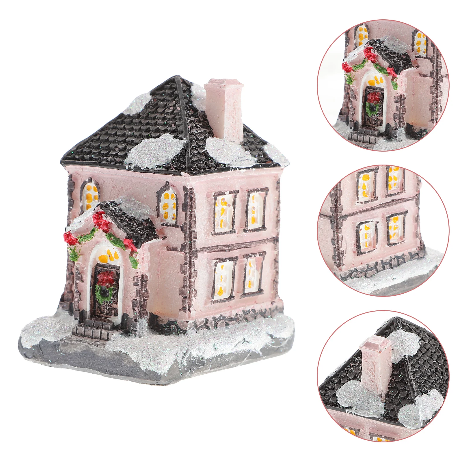 

1pc Christmas Luminous Resin Villa Glowing House Led Light Decor Party Wedding Desktop Car Window Bedroom