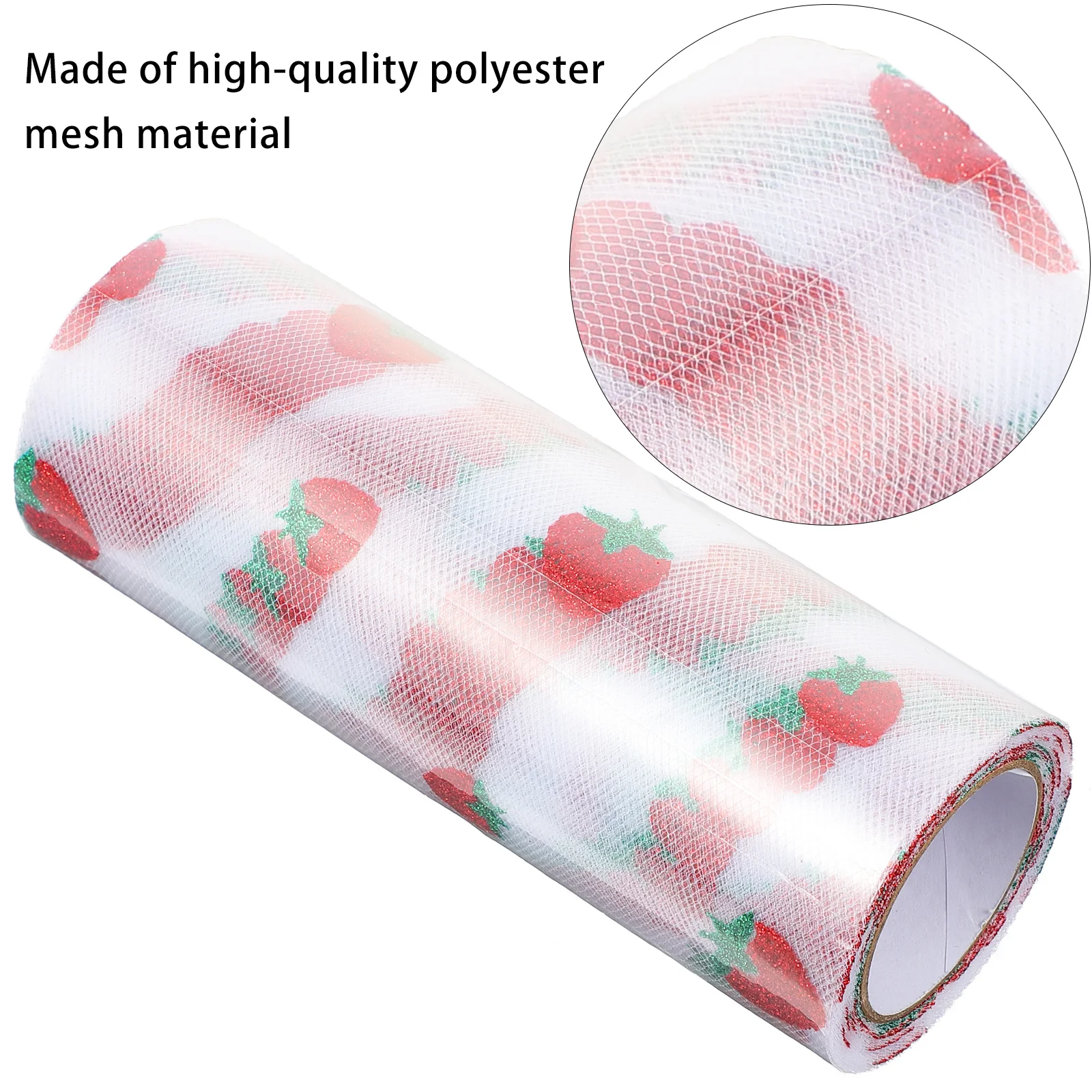 1 pçs 1 rolo de malha tecido morango padrão fio para roupas decoração material projetos artesanato pano fundo