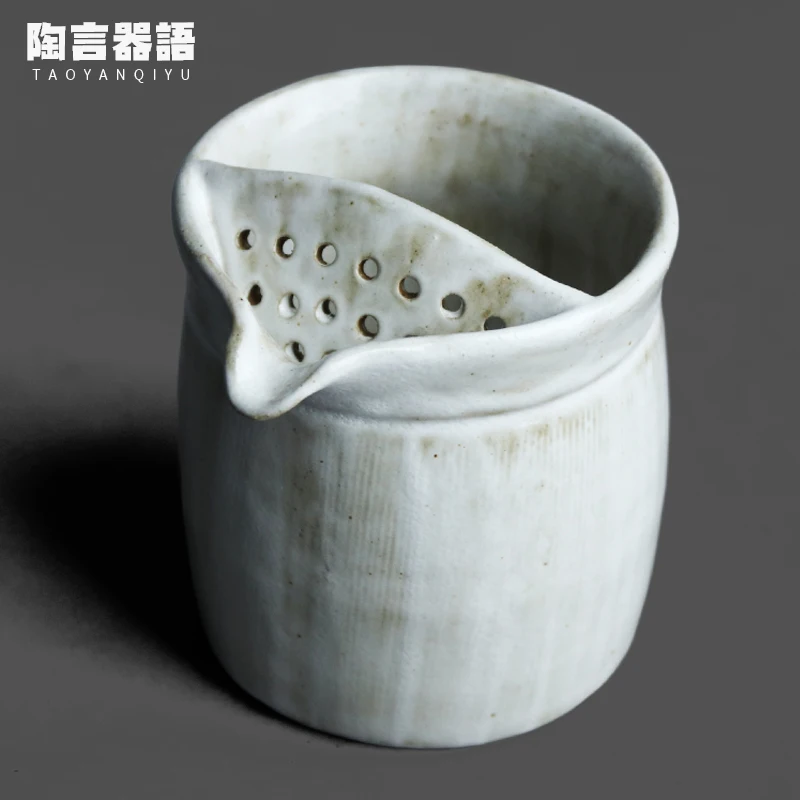 Manual graffiti painting glaze white hand tea cup with filter screen tea partition simple tea brewing pot