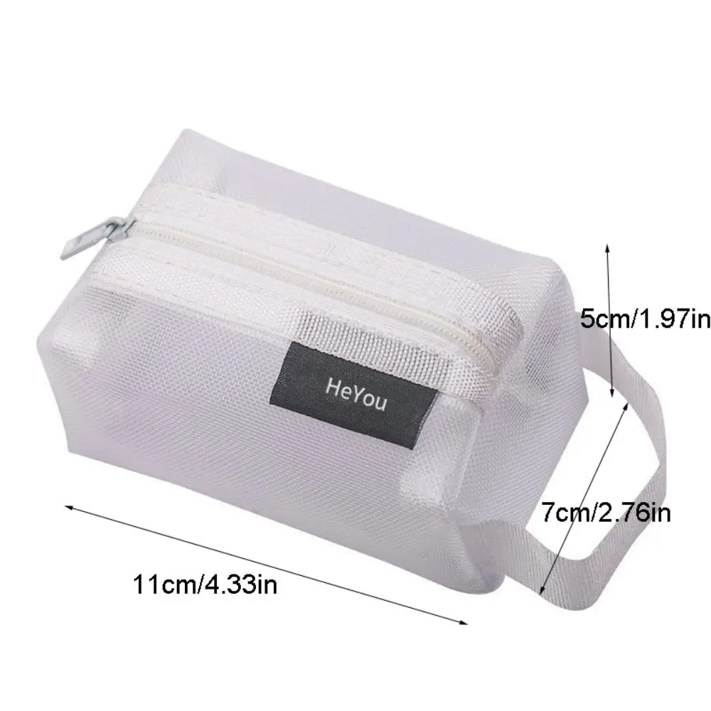 Bolsa de almacenamiento con cremallera pequeña de malla transparente de nailon Simple, monedero portátil de viaje, lápiz labial, bolsa de cosméticos, bolsa de almacenamiento de tarjetas y llaves