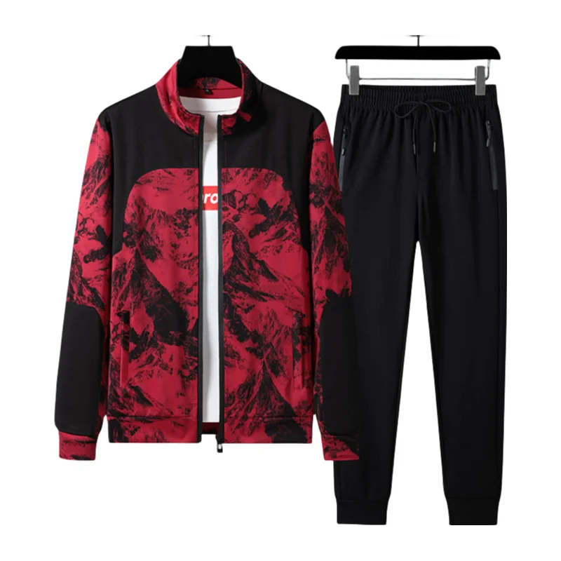7XL Large Size Spring And Autumn Two-Piece Youth Sports Suit Men's Casual Loose Sportswear