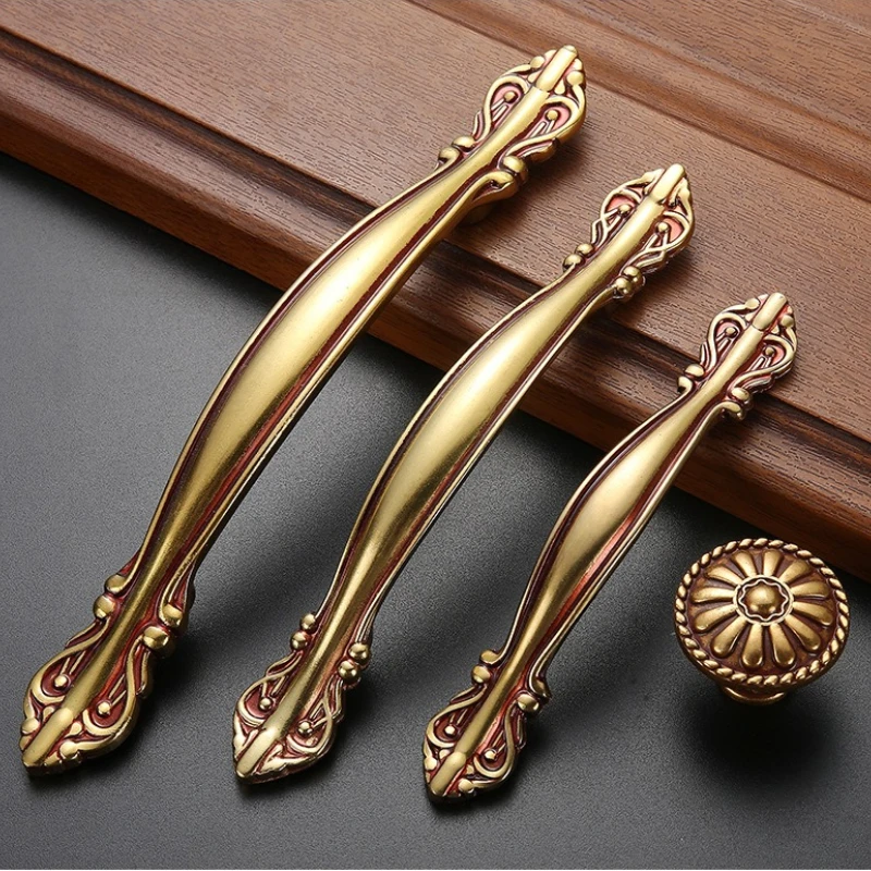 Perillas de cajón, manija de puerta de armario, herrajes para muebles europeos, manijas de gabinete blancas de cerámica de bronce antiguo de aleación de Zinc