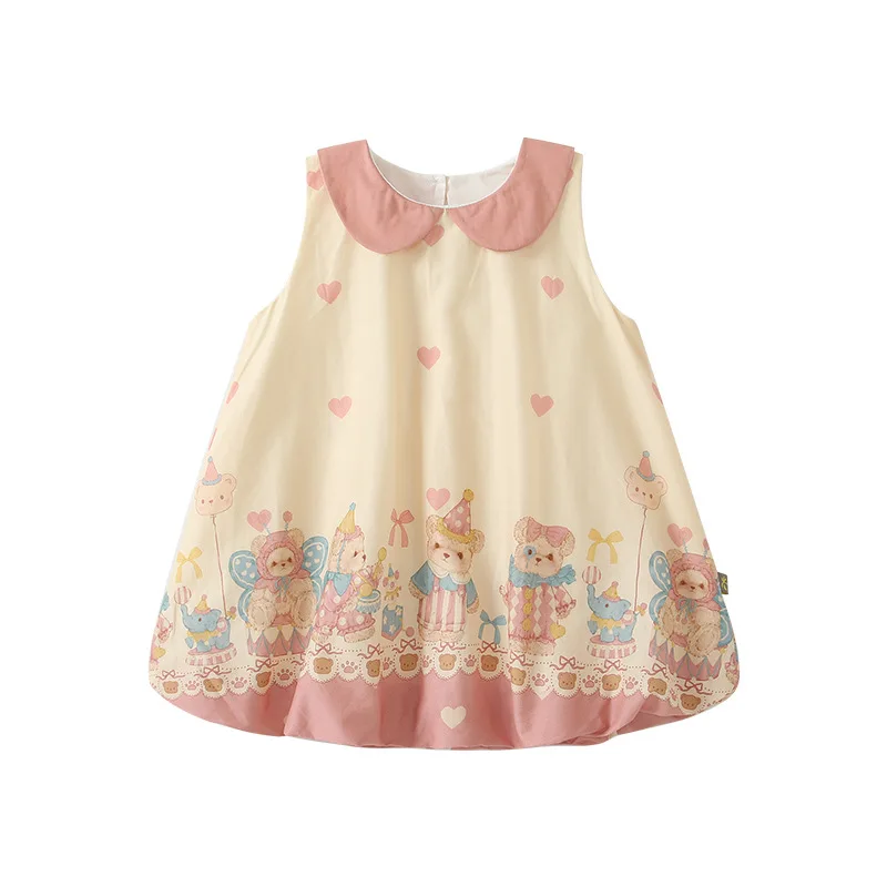 

Summer Girls Korean Doll Collar Cute Princess Casual Dress Sleeveless Toddler Sweet Outfit 1-3 years Children's Clothing