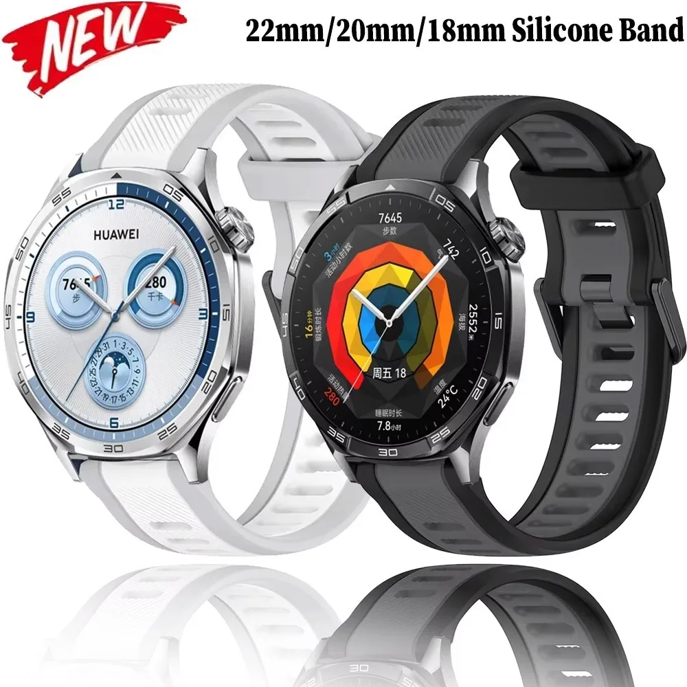 22mm 20mm 18mm cinturino in silicone morbido per Huawei Watch GT5/4 Pro 46mm GT2e traspirante e confortevole Huawei Watch GT5/4 41mm Pro 42mm