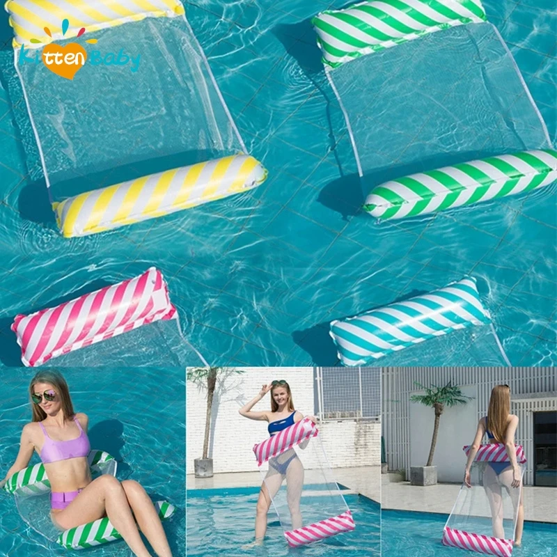 

Inflatable Float Hammock floaties for adults Perfect for Poolside Lounging Swimming Pool Loungers Beds Foldable Striped Parties