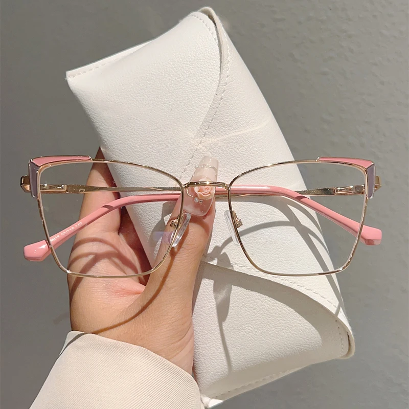 KAMMPT Oversized Cat Eye Glasses Women 2024 New Stylish Vintage Blue Light Blocking Eyewear Fashion Design Decorative Eyeglasses