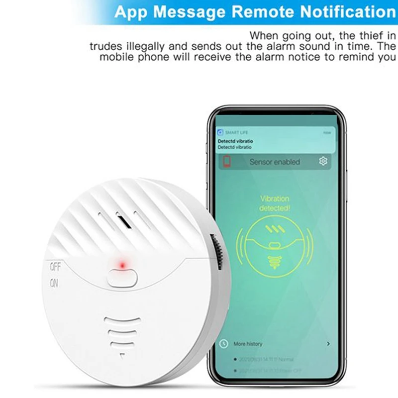 Tuya-Smart WiFi Vibration Sensor, Porta e Janela Alarme, Alarme de Segurança, Segurança Home, Sistema Anti-Roubo, 130DB, 2 pcs