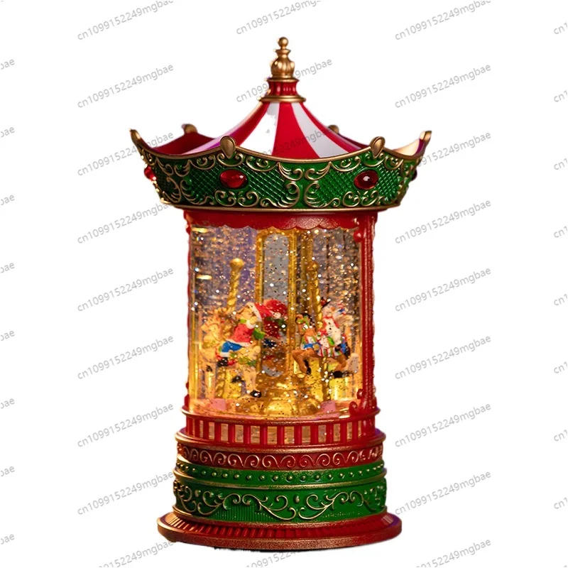 Christmas Glow Playground Carousel Snow Music Box Music Box Children's Christmas Gift Ornament