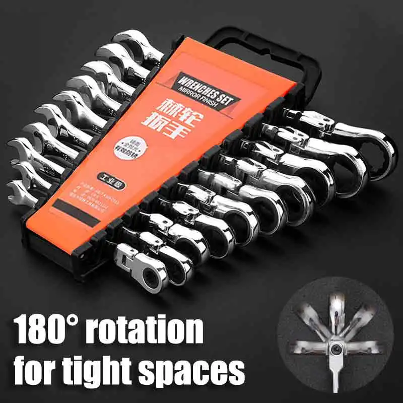 12pcs/6pcs Dual-use Ratchet Head Quick Wrench Set Hardware Tools 72 Teeth Wholesale 180 Degree Rotation