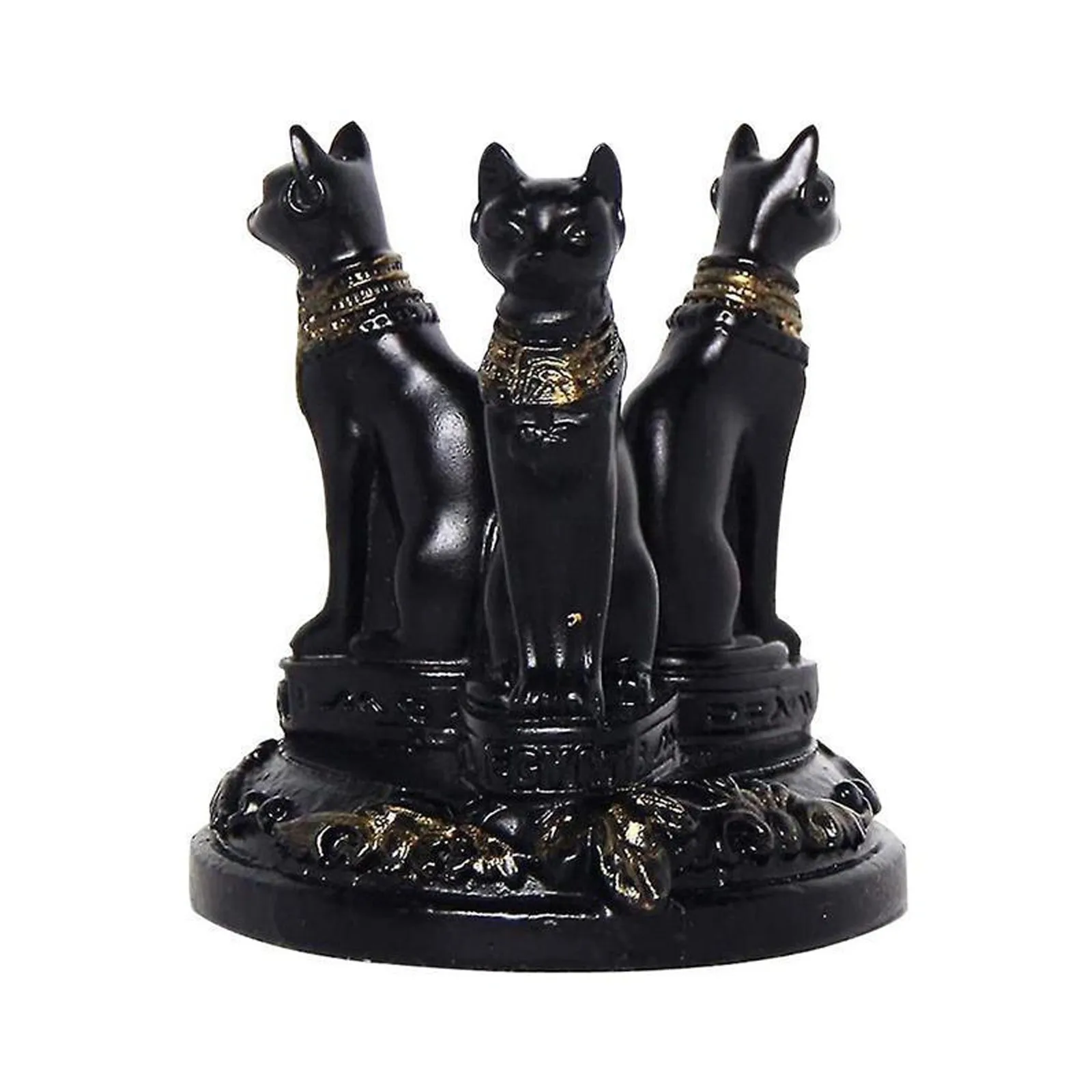 Triple egipcio bast bastet gatos esfera de cristal soporte de bola soporte de Base de exhibición figuritas de resina estatua decoración del hogar para esfera