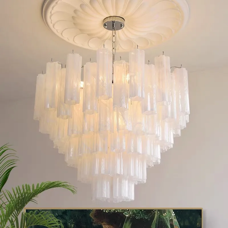 

French Style Artistic Chandeliers Medieval Colored Glass Pendant Light for Dining Living Room Bedroom Glass Hanging Lamp