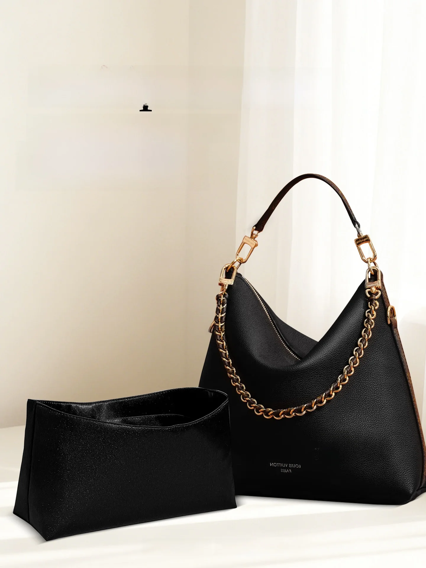 

Черная шелковая сумка-клатч из тонкой кожи для ношения под мышкой, внутренняя сумка для LV Multipass, эстетичная, простая, кубической формы