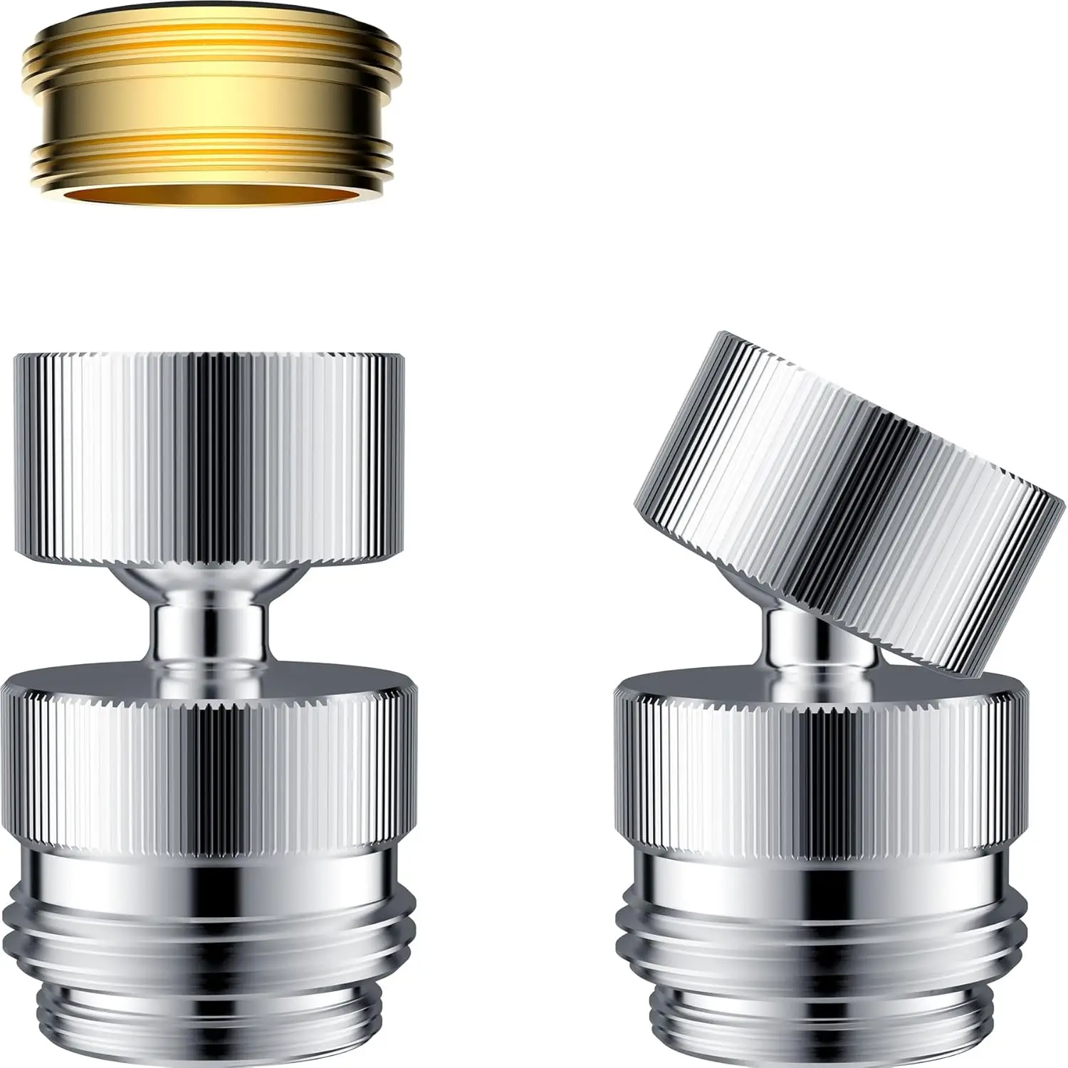 

Sink Faucet to Garden Hose Adapter, 360-Degree Swivel 55/64 Female Thread, Chrome Brass Connector for Garden Hose