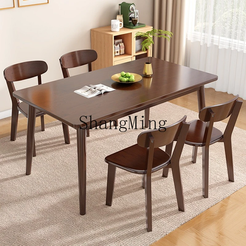SM all solid wood dining table and chair combination small apartment simple rectangular restaurant dining table household