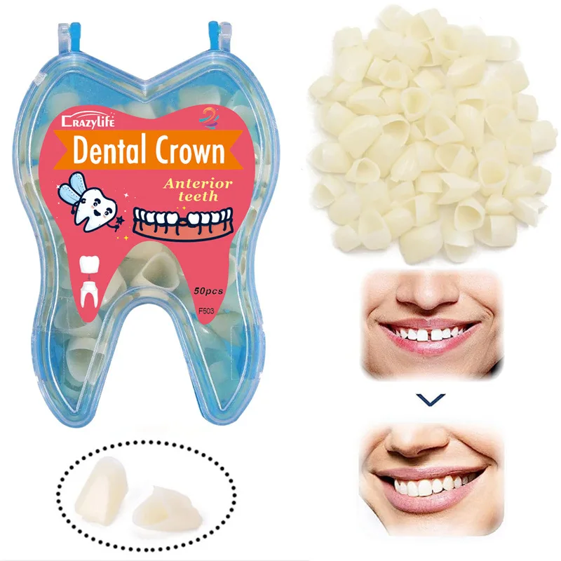 50 Pcs/Box Dental Crown Kit Anterior Front Molar Posterior Teeth Veneers Dentistry Tool Tooth Whitening Materials