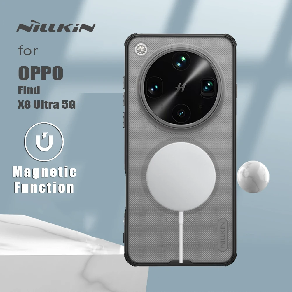 

For OPPO Find X8 Ultra 5G Nillkin Case Clear Black Soft Frame Magnetic Frosted Shield Pro Full Back Cover Protection