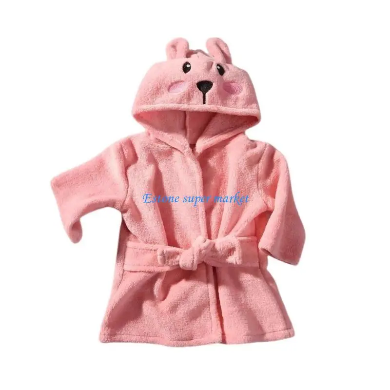 

090B Breathable Bathrobe Lovely Rabbit Ears Hooded Bath Towel for Infants 0-1 Month
