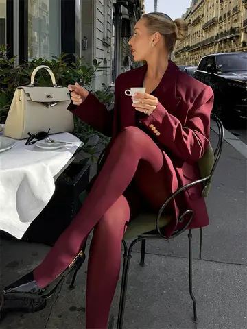 Trendix Nuove calze rosse da donna aderenti super elastiche trasparenti collant di pizzo autunno sexy slim eleganti collant bordeaux invernali
