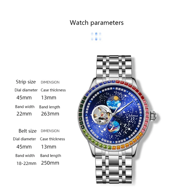 Men Mechanical Watch Fashion Luxury New Sport Wristwatch Male Waterproof Automatic Casual Man Business Moon Phase Luminous Clock