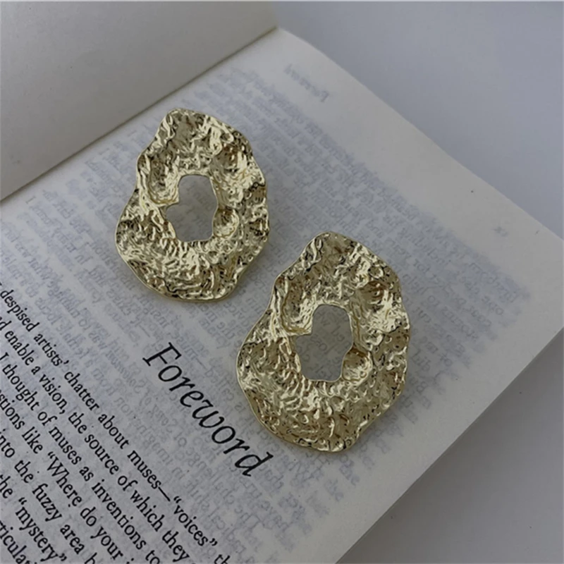 kshmir New European and American geometric irregular earrings ladies unique design exaggerated  hollow metal earrings