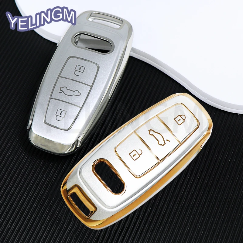 NEW TPU Car Remote Key Case Cover Fob Shell For Audi Q8 RSQ8 A6 C8 S6 RS6 A7 S7 RS7 A3 8Y A8 D5 4N RS E-tron GT Q4 Q7 4M