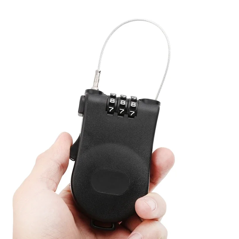 Retractable Wire Rope Password Lock Combination Coded Locker Outdoor Keyed Padlo 594A