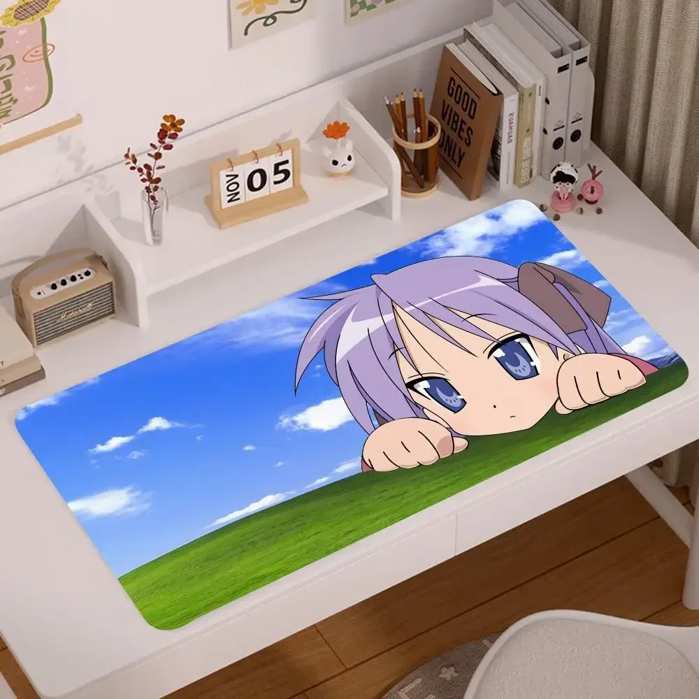 

Anime Lucky Star Large Gaming Mouse Pad for Laptop Notebook Gamer XXL 900x400MM Anti-slip Rubber Computer Office Keyboard Carpet
