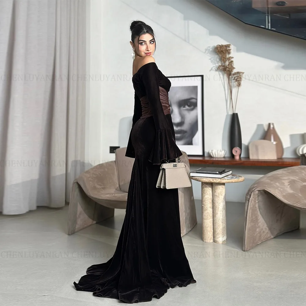 فستان موليسا مخصص بدون حمالات مكشوف الكتفين للحفلات بأكمام مضيئة رائعة متقاطعة سويب تراين فستان سهرة