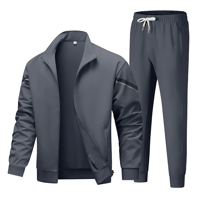 

Spring Autumn Men's Sweatsuits 2 Piece Sets Outfits Long Sleeve Casual Full Zip Athletic Jogging Sportswear Solid Color