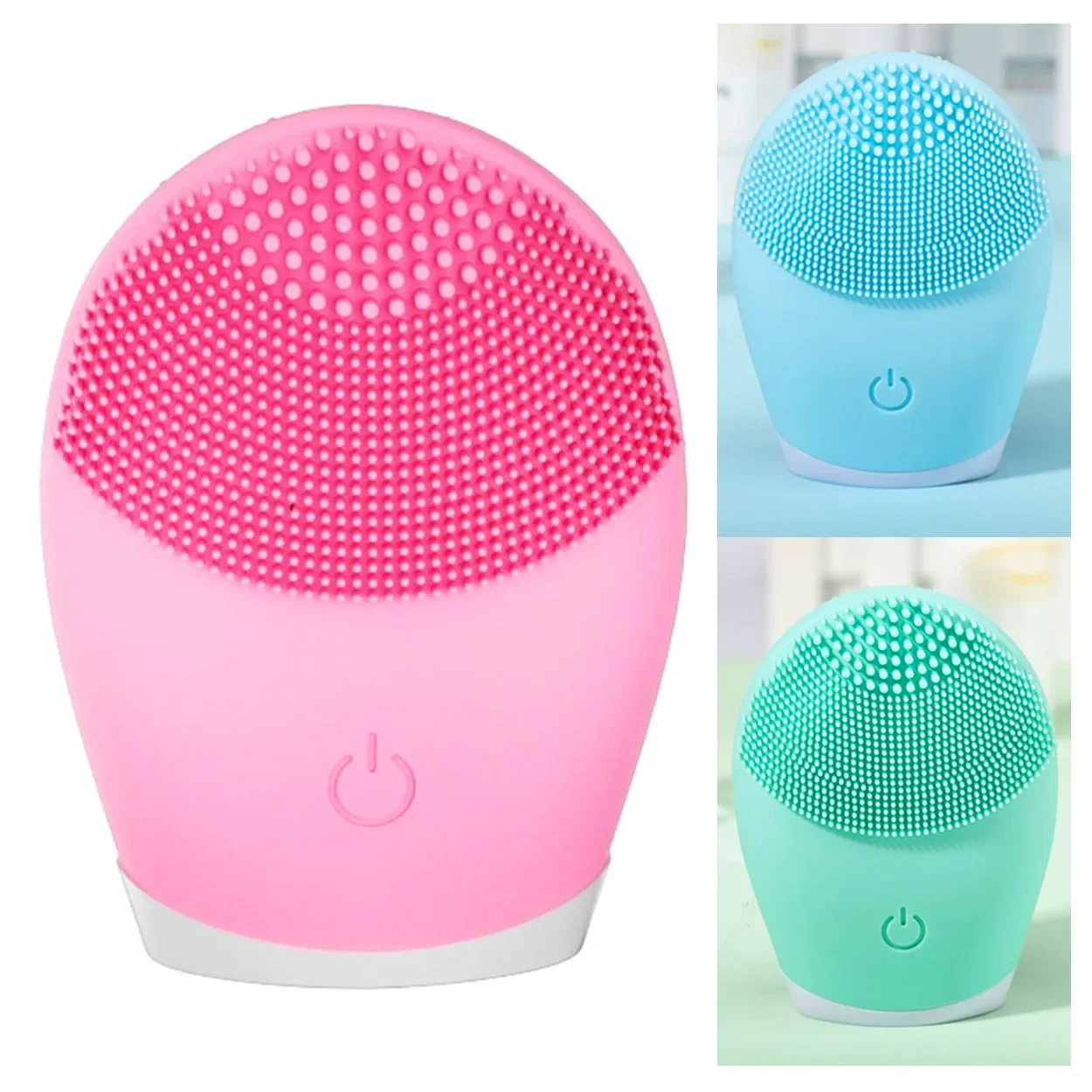 Limpador facial elétrico de massagem vibratória, escova de limpeza de silicone para limpeza profunda e esfoliação