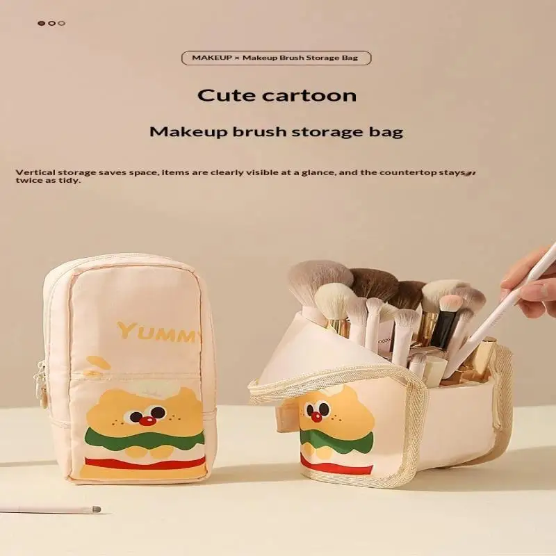 Niedliche Cartoon-Make-up-Pinselhalter-Tasche mit transparentem Design, großer Kapazität, perfekt für den täglichen Make-up-Bedarf und Reisen. – Detail 14