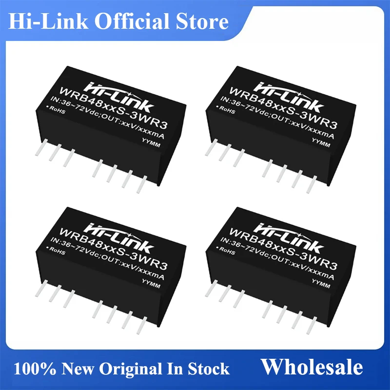 

5pcs WRB4805S-3WR3 WRB4809S-3WR3 WRB4812S-3WR3 WRB4824S-3WR3 Hilink 3W 3.3V 5V 9V 12V 15V 24V DC DC Isolated Power Supply Module
