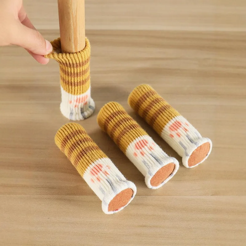 4Pcs /Set Cute Cat Paw Table Chair Foot Leg Knit Cover Protector Socks Sleeve Protector Good Scalability Non-Slip Wear