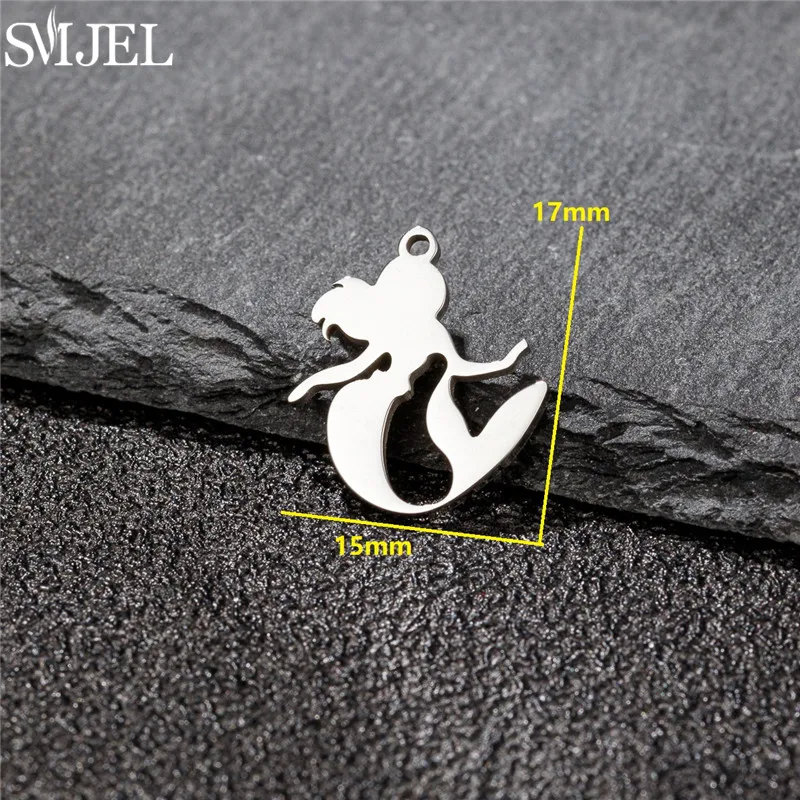 5pcs/lot Stainless Steel Mermaid Charms for Jewelry Making Animal Earrings Pendant DIY Accessories Kawaii Metal Craft Supplies