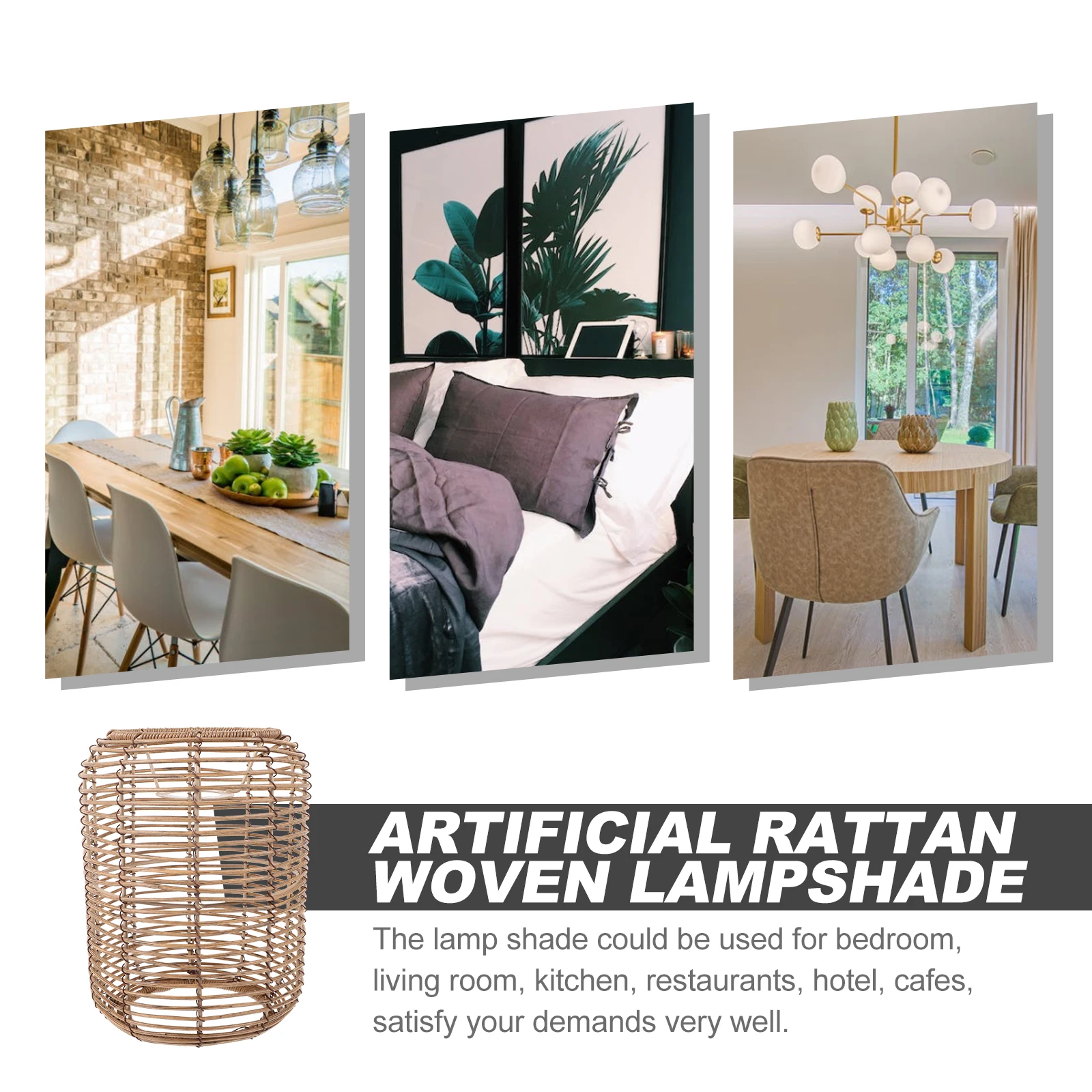 

Vintage Lampshade Decorative Chandelier Pendant Ceiling Shade Farmhouse Style Rattan Design Warm Atmosphere Smooth Surface