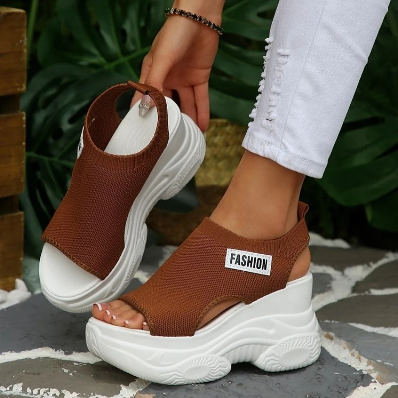 

Хит продаж: Женские модные сандалии на толстой подошве с эффектом увеличения роста, эластичные, больших размеров, 36-43