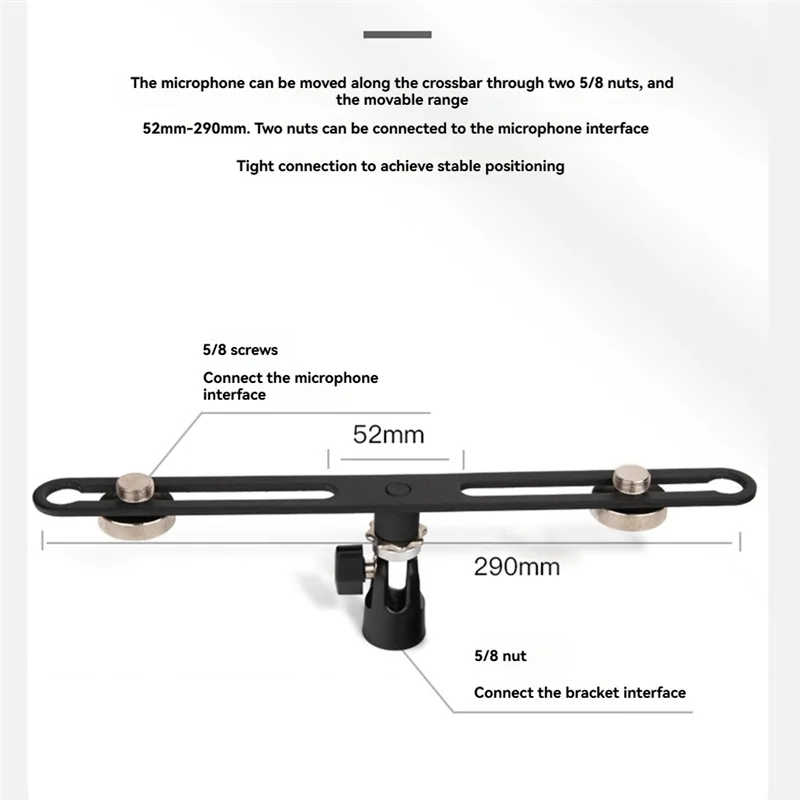 

A32T-Dual Microphone Stand Extension Bracket For Studio Recording Adjustable Mic Mounts For Enhanced Sound Quality
