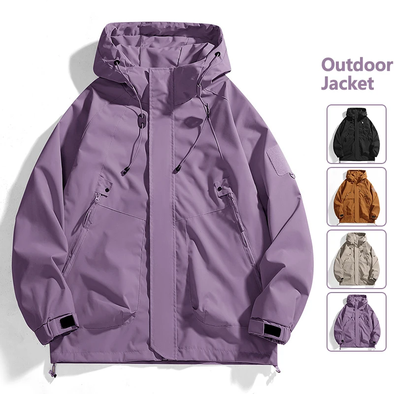 

Мужские и женские куртки с капюшоном для пары, уличные походные альпийские ветровки, свободные модные ветрозащитные пальто-карго с несколькими карманами