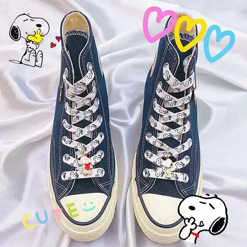 Kawaii Snoopy Shoelaces Women\'s Shoe Laces Boy Girls High-top Canvas Sports Colorful Print Shoelaces Accessories Decor Gifts