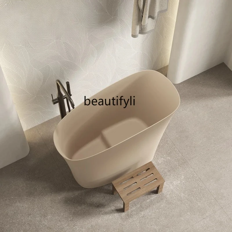 

Independent family bathtub B & B hotel integrated artificial stone deep bubble small apartment bathtub