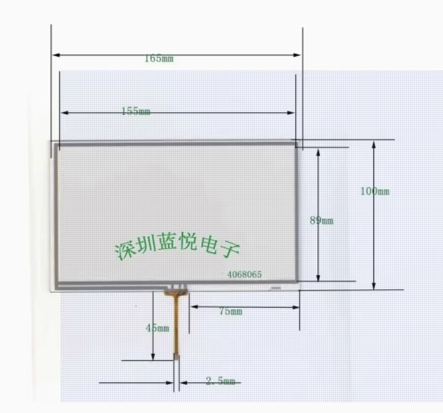 

6.8-inch four wire resistive touch screen with 165 * 100mm central output and Tianma 7-inch LCD display