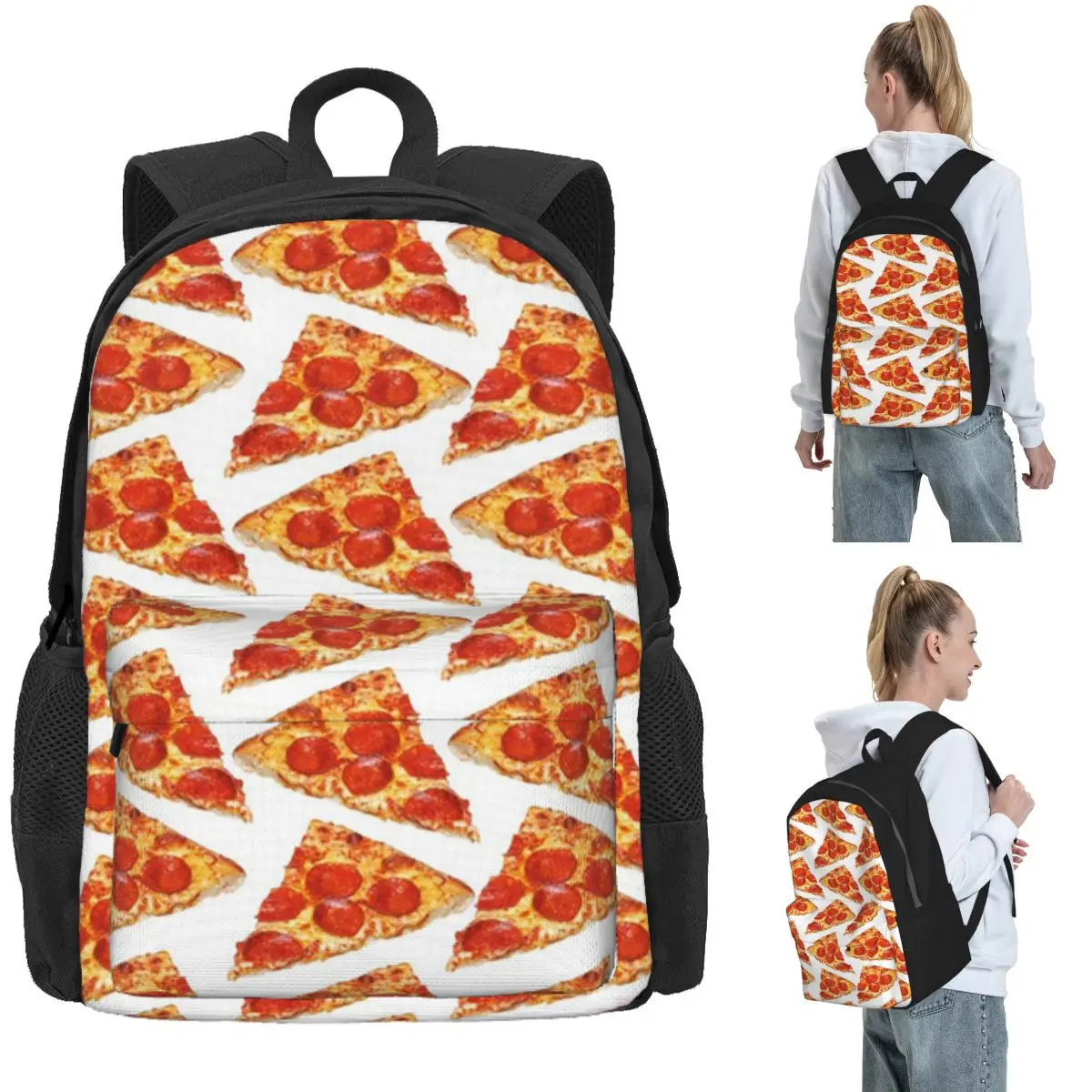 Pizza Slice Pattern Backpack Daypack Large Capacity Children BookBag School Bag Shoulder Bags for Men Women