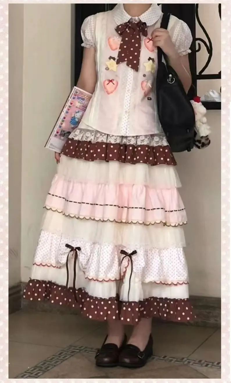 conjunto-de-falda-cake-sweet-y-camisa-vintage-strawberry-sandwich-atuendo-de-blusa-japonesa-con-lunares-rosados-y-marrones